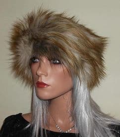 Ginger Wolf Fur Headband with Silvery Highlights