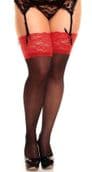 Glamory Luxury 20 Plus Size Contrast Lace Top Stockings up to UK 32