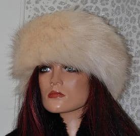 Handmade Ivory / Cream Thick Fur Headband in Long Luxurious Fur