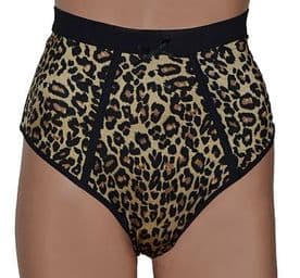 High Waist Knickers, Vintage Style in Black & Leopard Print