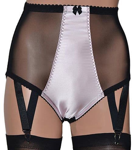 Black and Pink Panty Girdle with Suspenders, Retro Style