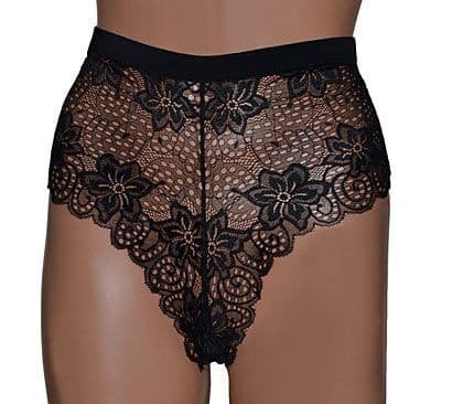 High Waist Vintage Style Black All- Lace Panties