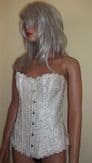 Ivory Boned Overbust Bridal Corset in Brocade & Satin