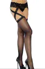 Sheer Stockings with lace top & Suspenders - Regular or Plus Size