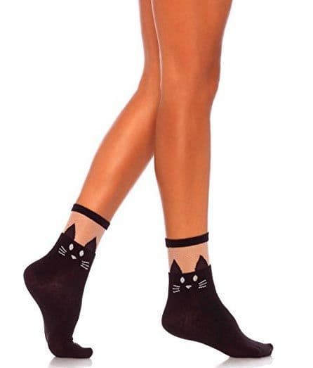 Leg Avenue 3937 Black Cat Ankle Socks