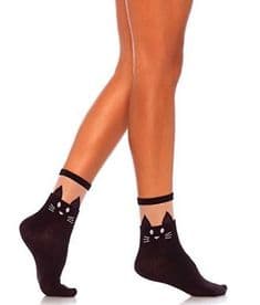 Leg Avenue 3937 Opaque Cat Ankle Socks