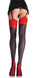 Leg Avenue 9705 Contrast Stockings in Black with Red Seam