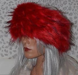 Long Haired Red Fur Headband Hat