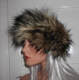 Luxury Brown & Black Faux Fox Fur Headband