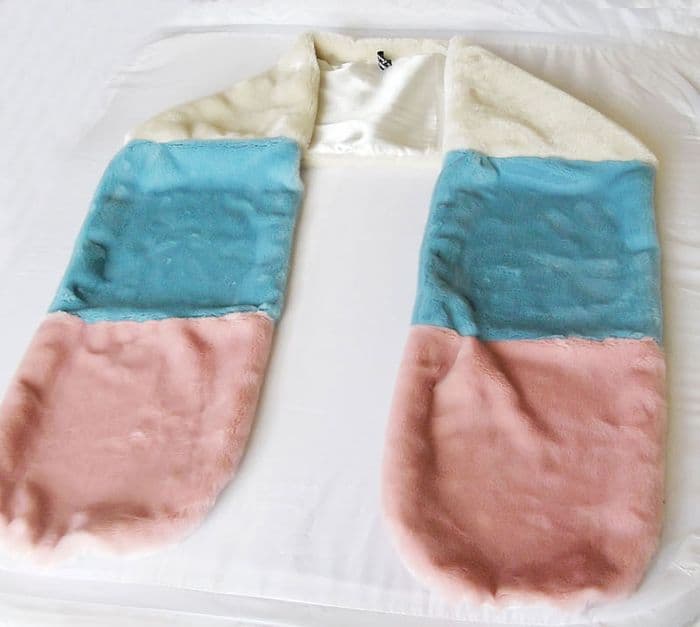 Multi Coloured Faux Fur Scarf in Pastel Stripes