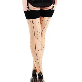 Nude Polka Dot Jive Seamed Stockings