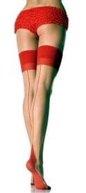 Nude / Red Seamed Stockings