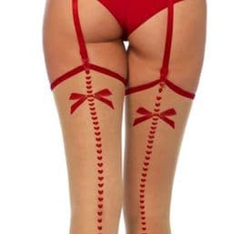 Nude Stockings with Red Seams
