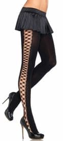 Opaque tights with crocheted criss cross sides