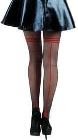 Pamela Mann Contrast Seam Tights in Black / Red