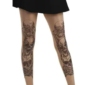 Pamela Mann Sheer Nude & Black Tattoo Tights