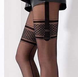 Patterned Suspender Tights with Seams