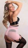 Pink Longline Girdle with Suspenders with Black Trims