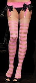 Pink Sheer stockings with stripes