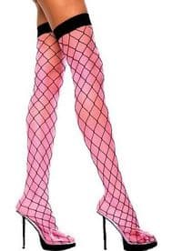 Pink stockings with black diamond net overlay