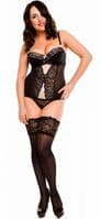 Plus Size Lace Top Hold-ups in Black, Nude or Ivory up to UK 32