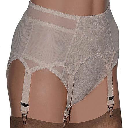 Pull-on Retro 6 Strap Suspender Belt & Knickers set in Beige