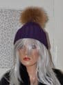 Real Raccoon Fur Pom Beanie Hat Large 18-24cm Pom in 5 Colours