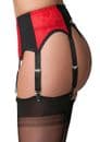 Red & Black 6 Strap Suspender Belt with Lace Panels