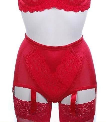 Red Panty Girdle with 6 Suspender Straps and lace Front