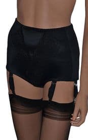 Retro Style Black Panty Girdle with Suspenders, Closed Gusset