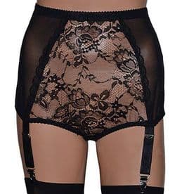 Retro Style High Waist Knickers / Panty Girdle with Suspenders in Black