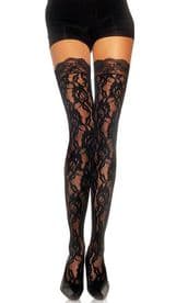 Rose Lace Stockings with Lace Top
