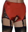 Satin Crotchless Panty Girdle with 6 Suspender Straps in Red, Black, White