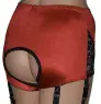 Satin Crotchless Panty Girdle with 6 Suspender Straps in Red, Black, White