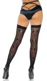 Sheer Black Stockings with Seam of Black Bows