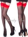 Sheer Plain Top Contrast Welt Stockings in Red, Black or White