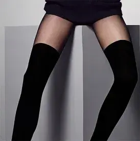 Veneziana Chloe 60 Denier Black Ribbed Tights