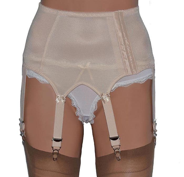Vintage Style 6 Strap Suspender Belt with Plain Panels in 3 Colours