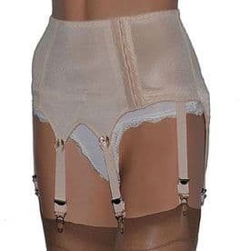Vintage Style 8 Strap Suspender Belt in White, Beige or Black