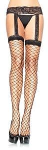 Fence Net Stockings with Lace Suspender Belt
