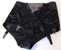 Black open gusset panty girdle with 6 suspender straps