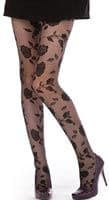 Textured tights with roses pattern