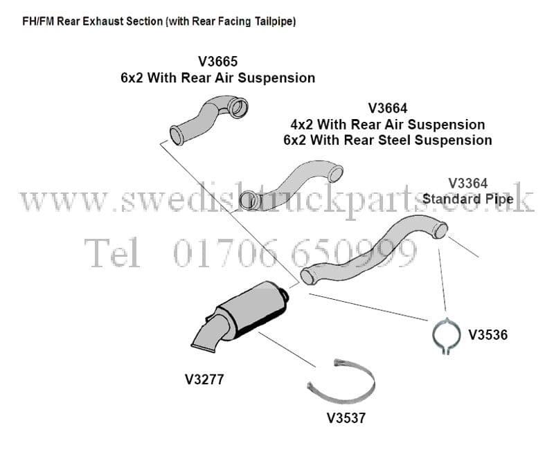 Volvo Secondary Exhaust Silencer Connecting Pipe FH FM FM7 FM10 FM12 ...