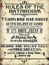 Bathroom Rules Metal Wall Sign (4 sizes)