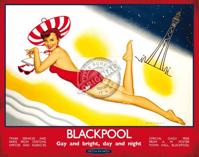 Blackpool Railway Poster Metal Wall Sign | Vintage Advertising | Railway gifts