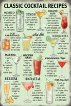 Cocktail Recipes Metal Wall Sign (4 sizes)