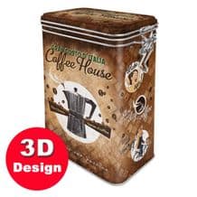 Coffee House - Hinged Embossed Storage Tin