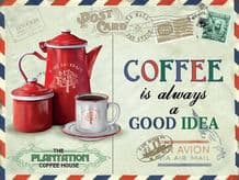 Coffee Postcard Metal Wall Sign (3 sizes)