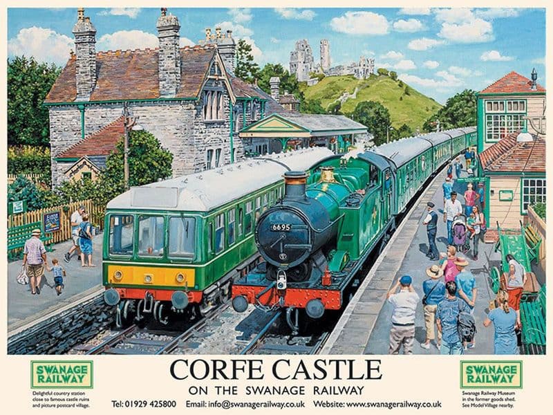 Corfe Castle Railway Poster Metal Sign | Vintage Advertising Sign |Gifts for him