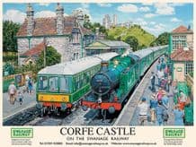 Corfe Castle Railway Poster Metal Wall Sign (4 sizes)